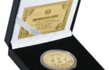 Bitcoin met 24 kt goud verguld in muntcassette + certificaat
