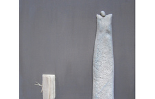 gecombineerd werk (keramiek/acryl/papier op plaat) - Linda Bouter