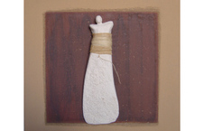 gecombineerd werk (keramiek/acryl/touw op plaat) - Linda Bouter