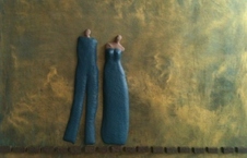 gecombineerd werk (keramiek/acryl) op plaat - Linda Bouter