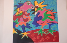 Marianne Naerebout; gesigneerde kleurenlitho, "Flower Power"